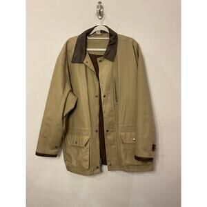 Vintage Chore Jacket Barn Coat with genuine leather trim